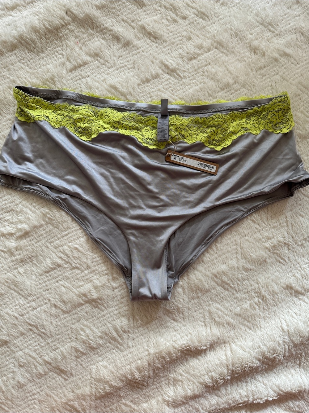 SKIMS Lace Swim Boyshort in Chrome NWT